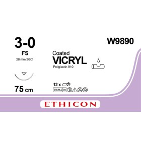 Absorbable Sutures Ethicon Vicryl | 3/0 reverse cutting  needle 26mm 75cm W9890