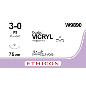Absorbable Sutures Ethicon Vicryl | 3/0 reverse cutting  needle 26mm 75cm W9890