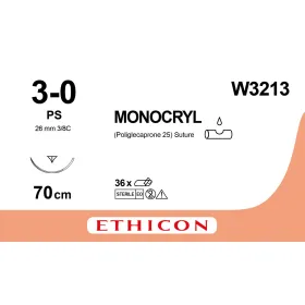 Ράμμα Ethicon Monocryl απορροφήσιμο | 3/0 26mm 70cm W3213