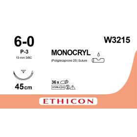 Monocryl  Absorbable Sutures | 6/0 13mm 45cm W3215