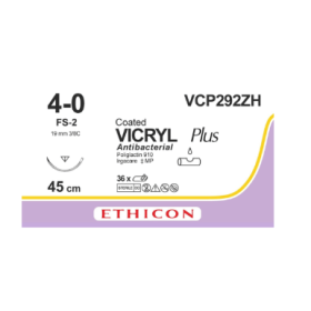 Ράμμα Ethicon Vicryl απορροφήσιμο | 4/0 με τριγωνική βελόνα 19mm 45cm W9951