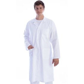 Medical Robe for men with lapel white EM104