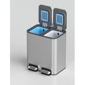 Κάδος απορριμμάτων Inox διπλός με υδραυλικό μηχανισμό & εσωτερικό κάδο 50lit (25+25) - 