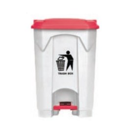 Medical-Hospital Waste Pedal Bin 68Lit White | With red lid