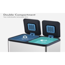 Κάδος απορριμμάτων Inox διπλός με υδραυλικό μηχανισμό & εσωτερικό κάδο 24lit (12+12) - 