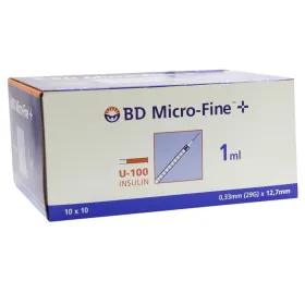 BD™ Micro-Fine σύριγγα ινσουλίνης 100 τεμάχια | 1ml 29G x 12.7mm