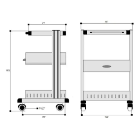 Τρόλεϊ ιατρικών μηχανημάτων με 3 ράφια & συρτάρι CARSPEC78/DE - 