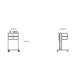 Τρόλεϊ ιατρικών μηχανημάτων με 1 ράφι & 2 συρτάρια MBN2C45 - 