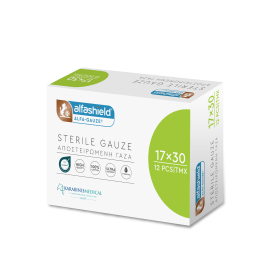 Γάζες αποστειρωμένες 17x30cm (7.5x 7.5cm) 16ply 12 τεμάχια