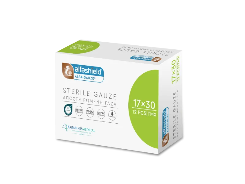 Sterile gauze swabs 17x30cm (7.5x7.5cm) 16ply 12pcs Sterile gauze swabs 17x30cm (7.5x7.5cm) 16ply 12pcs