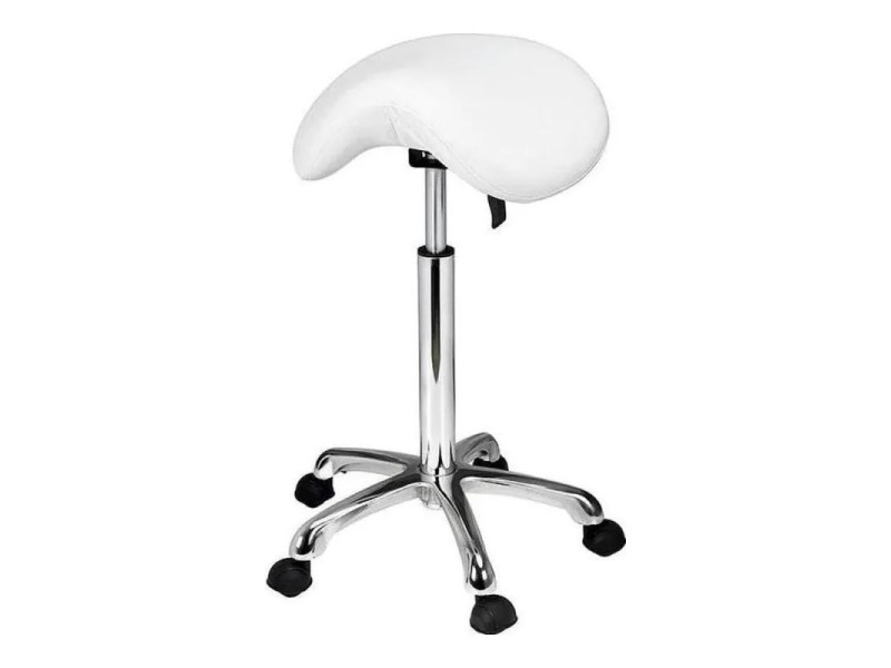 Saddle Rolling Stool Organic 1022A | White Saddle Rolling Stool Organic 1022A | White