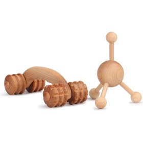 Set of 2 wooden massage tools