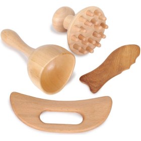 Set of 4 wooden massage tools