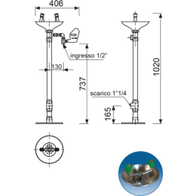 Σταθμός πλύσης ματιών επιδαπέδιος PVC LAV340 - 