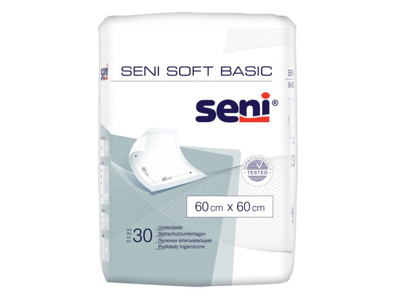 Underpads Seni Soft Basic 30 pieces | 60cm x 60cm Underpads Seni Soft Basic 30 pieces | 60cm x 60cm