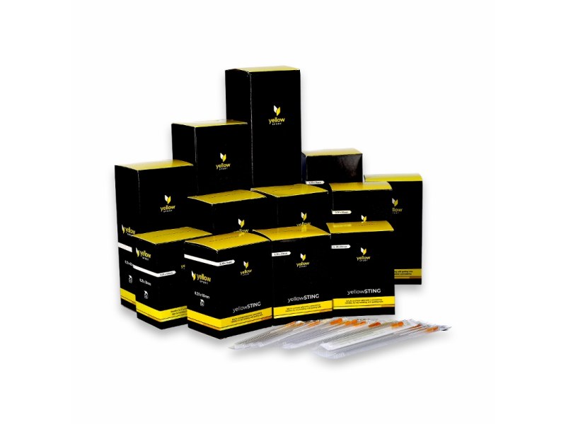 Βελόνες βελονισμού με οδηγό 100 τεμάχια Yellow Sport Βελόνες βελονισμού με οδηγό 100 τεμάχια Yellow Sport
