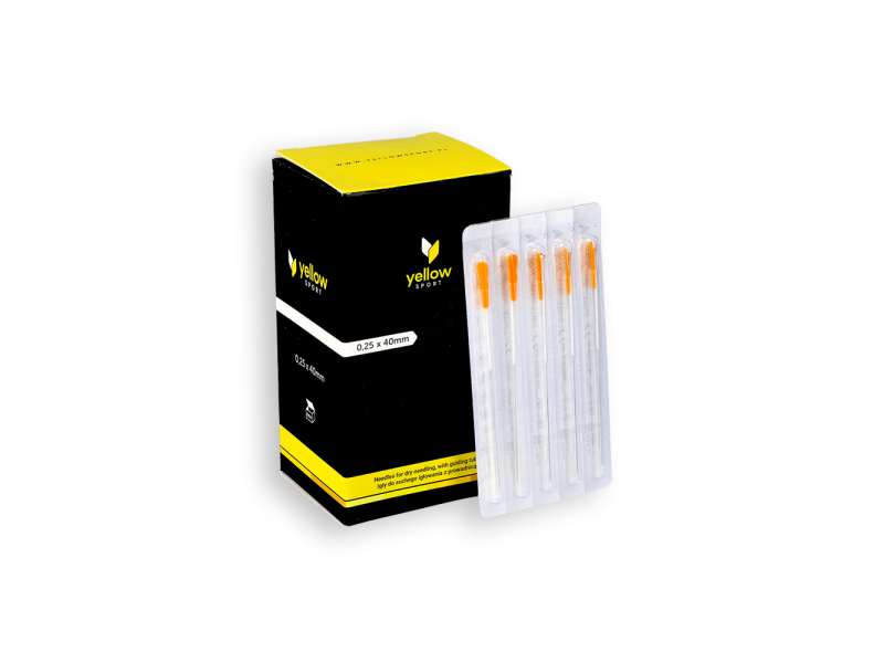 Βελόνες βελονισμού με οδηγό 100 τεμάχια Yellow Sport | 0.25x40mm Βελόνες βελονισμού με οδηγό 100 τεμάχια Yellow Sport | 0.25x40mm