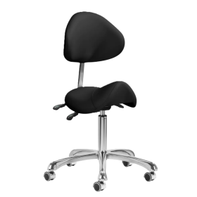 Adjustable Saddle Stool with Backrest 1004 | Black