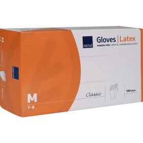 Γάντια εξεταστικά Latex χωρίς πούδρα ABENA CLASSIC 100 τεμάχια λευκά  | M