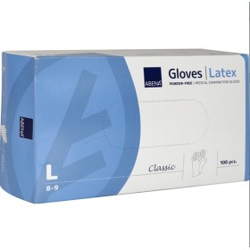 Γάντια εξεταστικά Latex χωρίς πούδρα ABENA CLASSIC 100 τεμάχια λευκά  | L