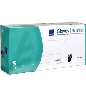 Γάντια εξεταστικά νιτριλίου χωρίς πούδρα ABENA CLASSIC 100 τεμάχια μαύρα  | S