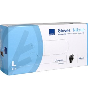Γάντια εξεταστικά νιτριλίου χωρίς πούδρα ABENA CLASSIC 100 τεμάχια μαύρα  | L