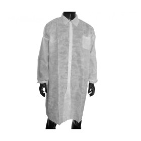 Non Woven visitor robe white with buttons 10 pieces