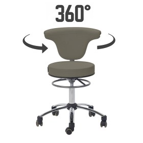 TEQLER Medical Stool with Back Support & Height Adjustment Foot Ring | Grey(1)