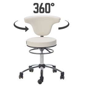 TEQLER Medical Stool with Back Support & Height Adjustment Foot Ring | White(1)