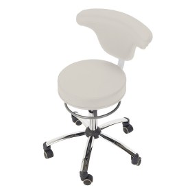 TEQLER Medical Stool with Back Support & Height Adjustment Foot Ring | White(2)