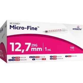 BD Micro-Fine insulin syringe 100 pieces | 1ml 29G x 12.7mm