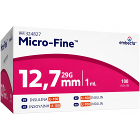 BD™ Micro-Fine σύριγγα ινσουλίνης 100 τεμάχια | 1ml 29G x 12.7mm