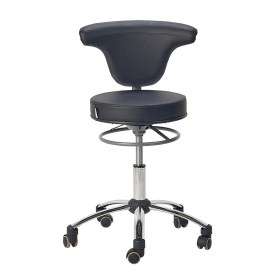 TEQLER Medical Stool with Back Support & Height Adjustment Foot Ring | Black