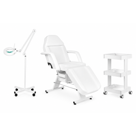 Set BASIC 202 Procedure Chair & AM-304 Stool with Backrest & S4 LED S4 Magnifying Lamp White