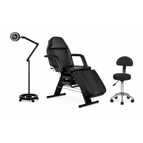 Set BASIC 202 Procedure Chair & AM-304 Stool with Backrest & S4 LED Shadow Magnifying Lamp White