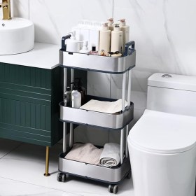 Τρόλεϊ αποθήκευσης με 3 ράφια Inox 37.7x26.9x86.5cm (4)