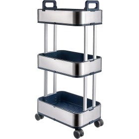 Stainless steel storage trolley with 3 shelves 37.7x26.9x86.5cm
